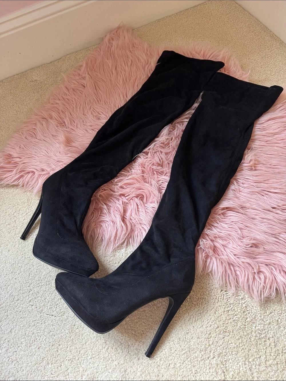 Forever 21 Black Over-the-Knee Platform Stiletto Boots